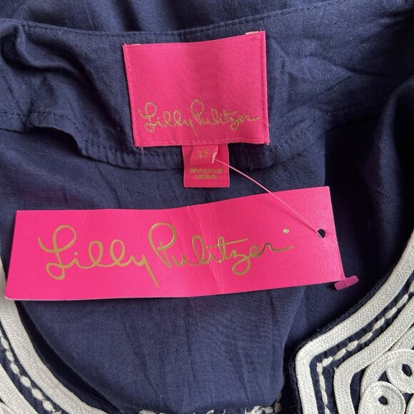 Lilly Pulitzer Size XS Navy Blue Swim Piet Coverup Dress Embroidered Size XS NEW - Picture 8 of 12